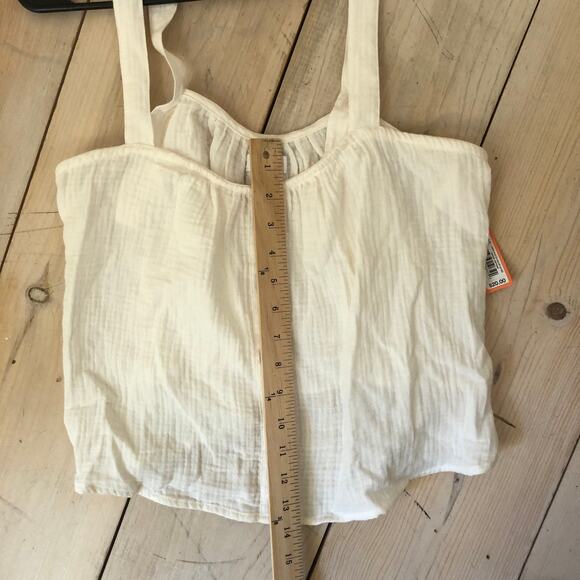 Colsie NWT Women's Cream White Textured Cotton Flowy Button Down Tank Top M - Picture 8 of 8